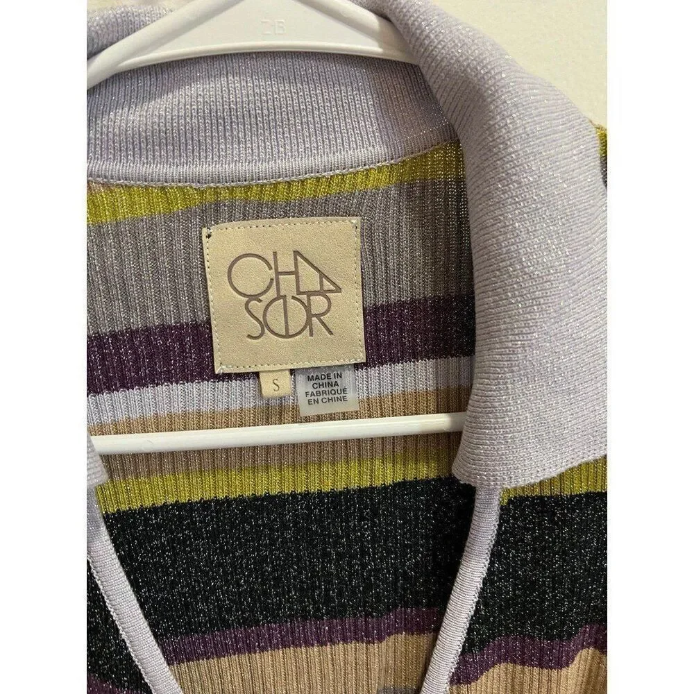 NEW Chaser Striped Flare Sleeve Top Winter Feminine Preppy Gossip Girl Chic - Picture 6 of 12